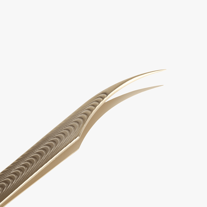 VF-05 Champagne Gold Curved Tip Tweezers for Eyelash Extensions