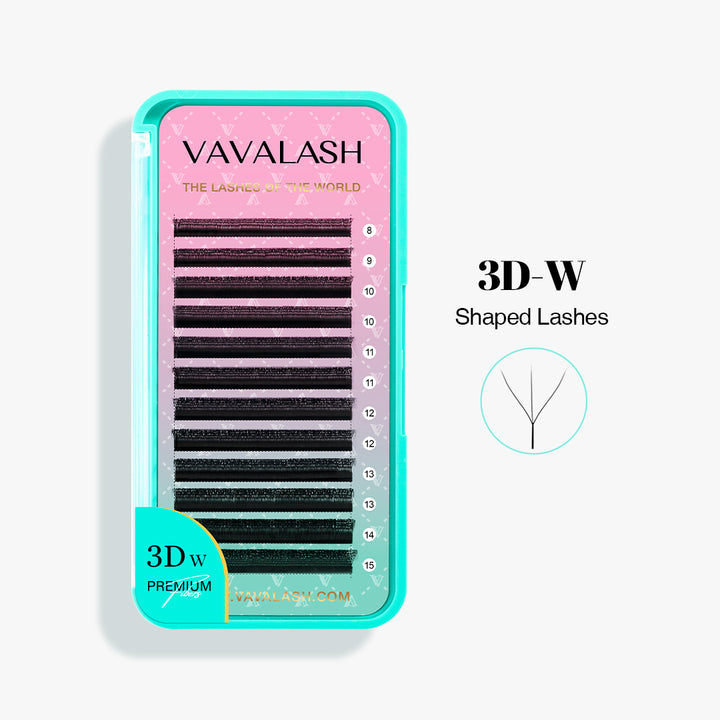 W-Shape 3D Extensiones de pestañas en abanico de volumen prefabricadas