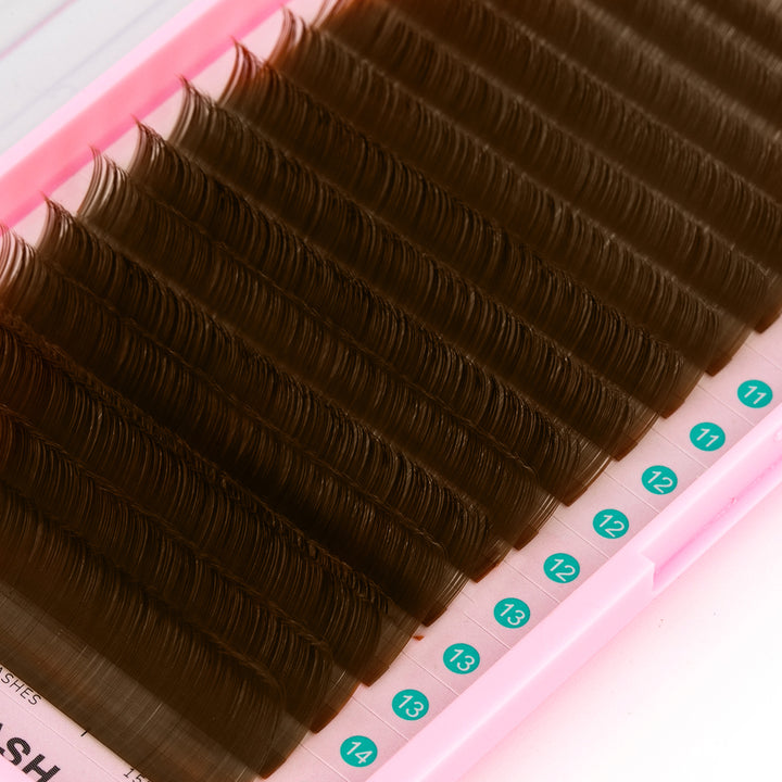 Extensiones de Pestañas de Volumen Premium Color Marrón Oscuro 0.07mm