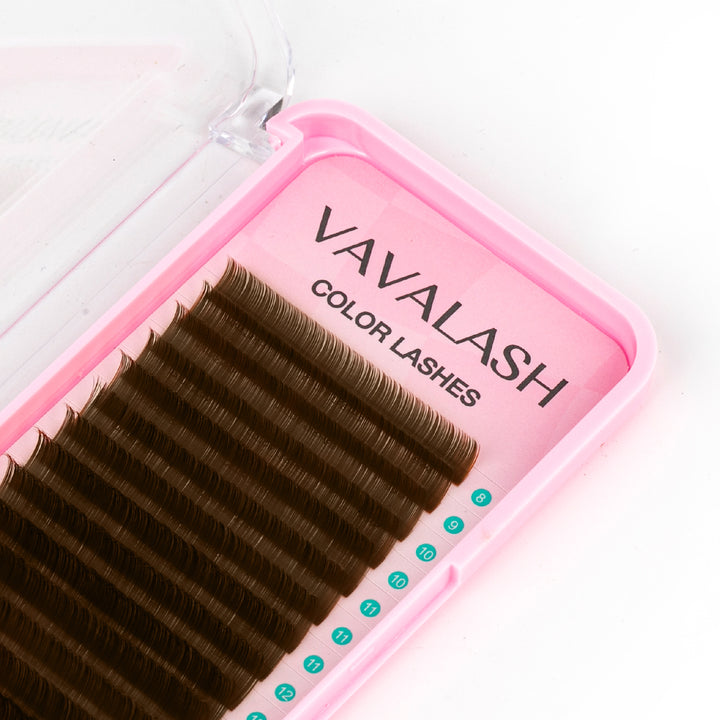 Extensiones de Pestañas de Volumen Premium Color Marrón Oscuro 0.07mm