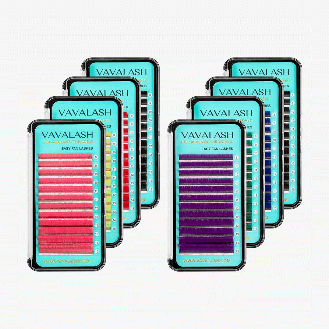 Colored Lashes Easy Fan Volume Lash Extensions  0.07mm 8-15 Mixed Length