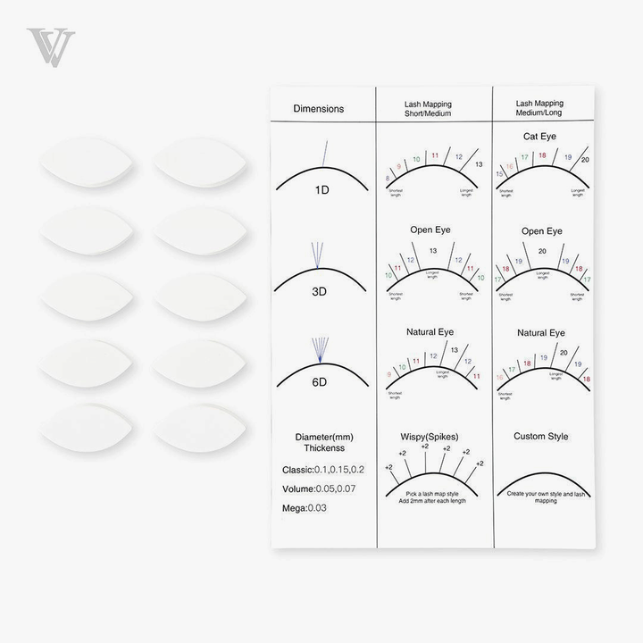 Lash Mapping Dimension Chart-Double Sided And Sponges