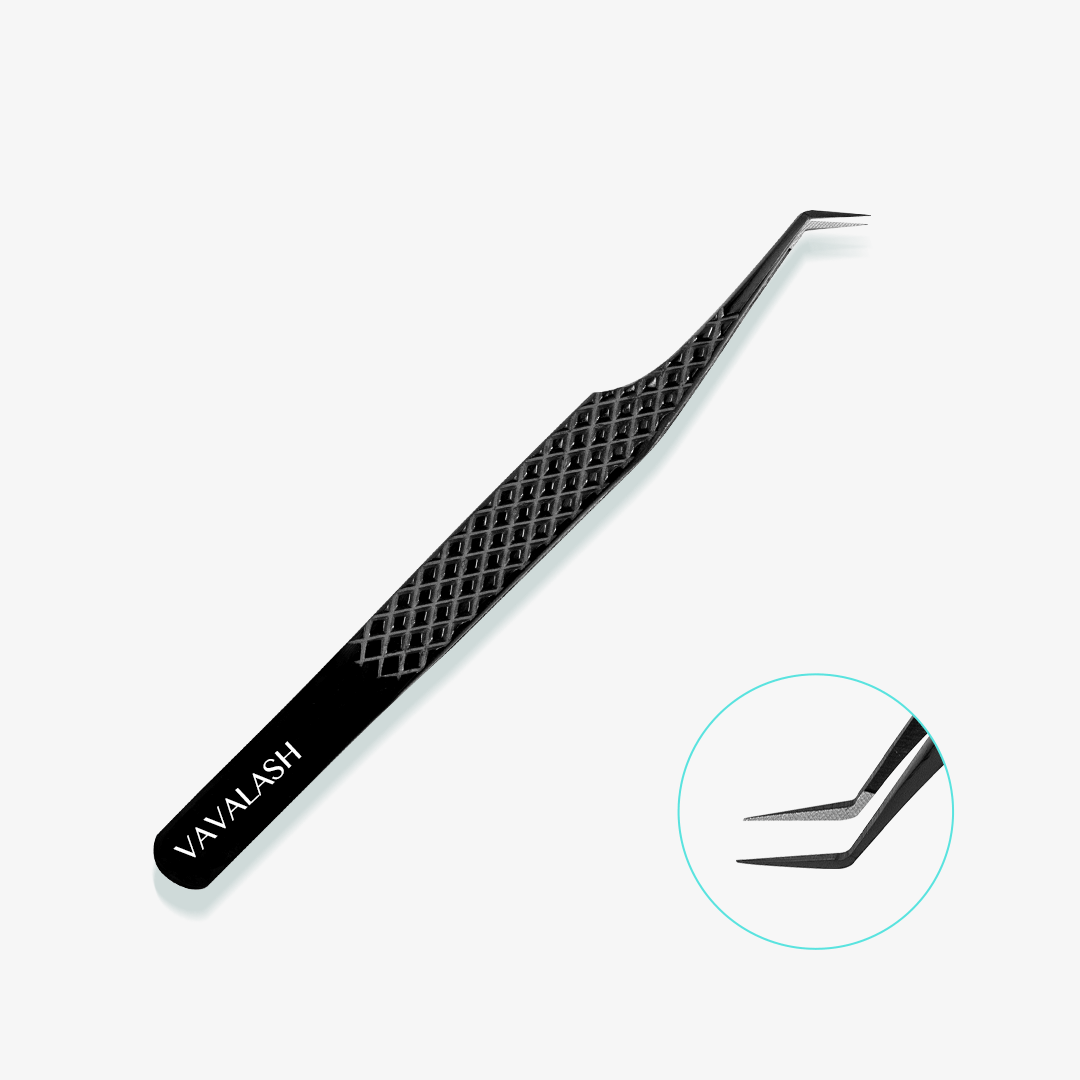 VA-04 Fiber Tip Black Coated 45°-Deg Volume Eyelash Extensions Tweezers