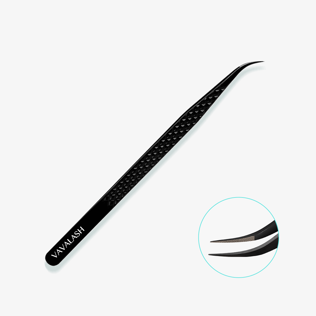 VA-06 Black Fiber Isolation Tweezers for Volume Eyelash Extensions  SC