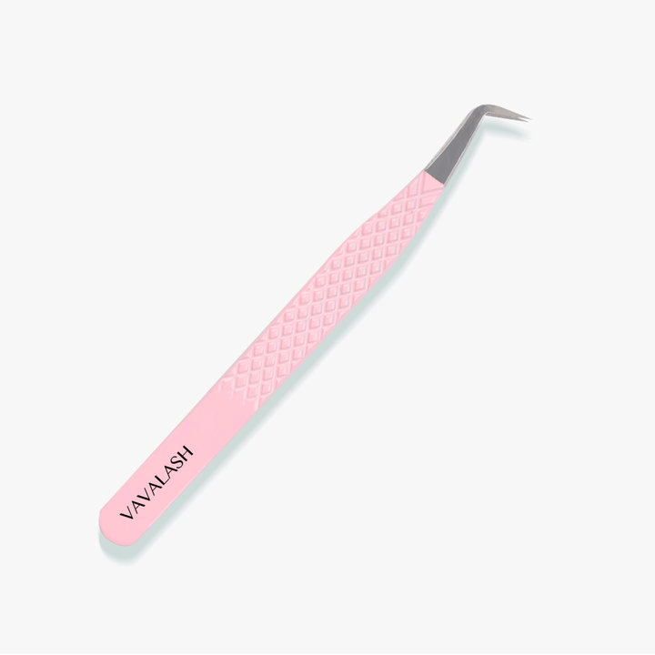 VL-03 Fiber Tip Peach Coated Curved Tweezers for Volume Lashes SC