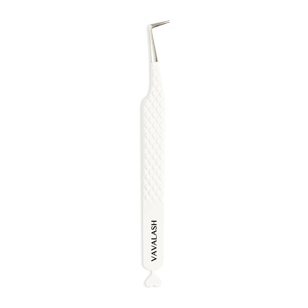 VW-09 Heart-shaped 90 Degree Volume White Tweezers for Eyelash Extension