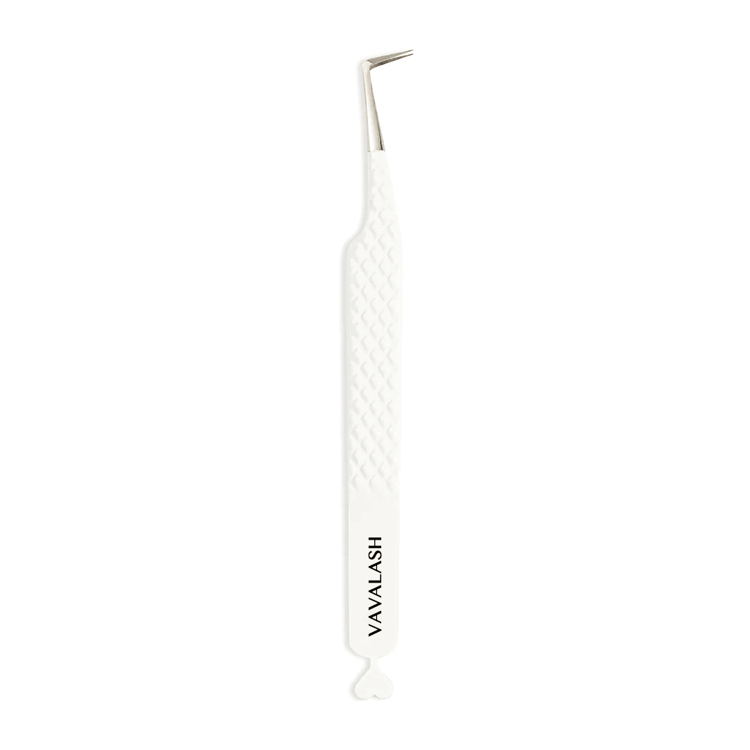 VW-09 Heart-shaped 90 Degree Volume White Tweezers for Eyelash Extension