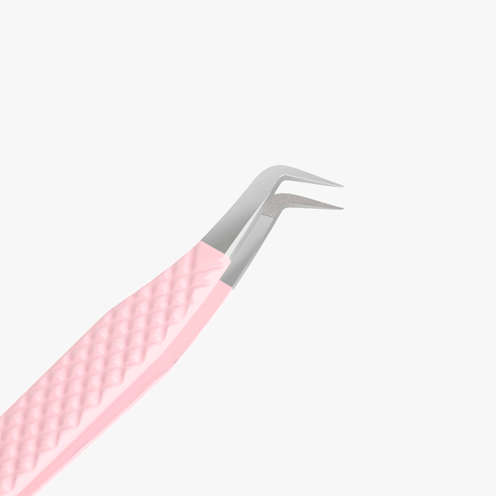 VL-03 Fiber Tip Peach Coated Curved Tweezers for Volume Lashes SC