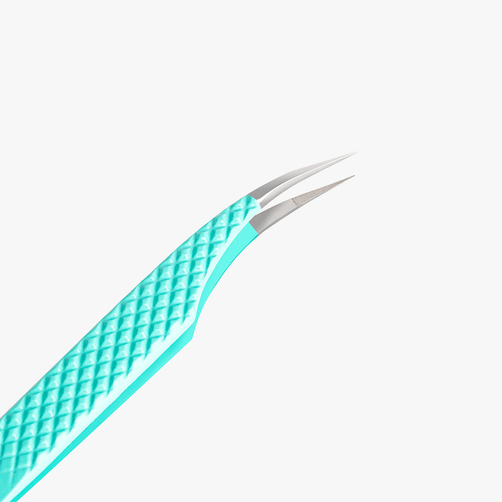 VG-05 Fiber Tip Blue Coated Curved Isolation Tweezers for Volume Eyelash Extensions-1
