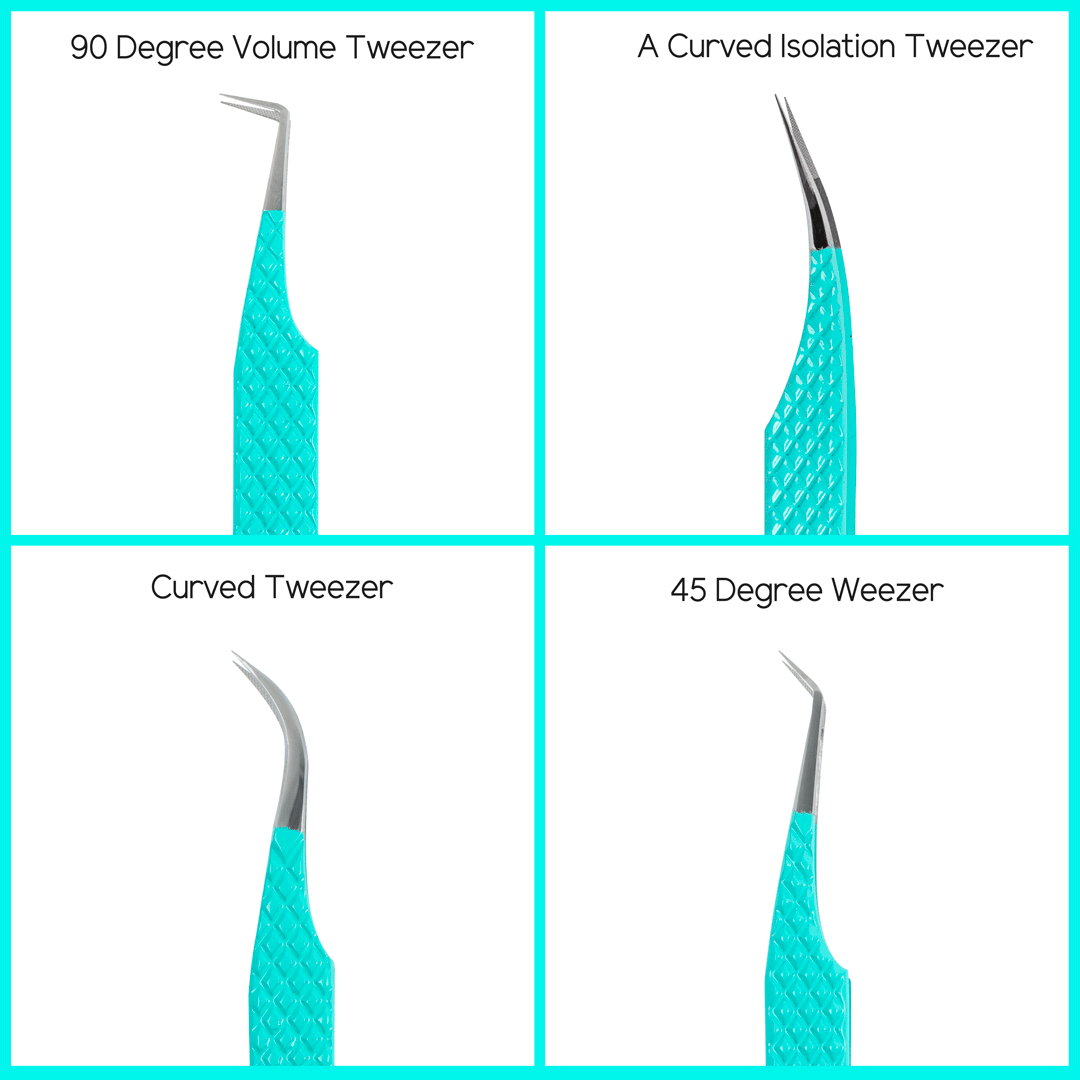 Blue Professional Eyelash Extensions Tweezers Kit SC