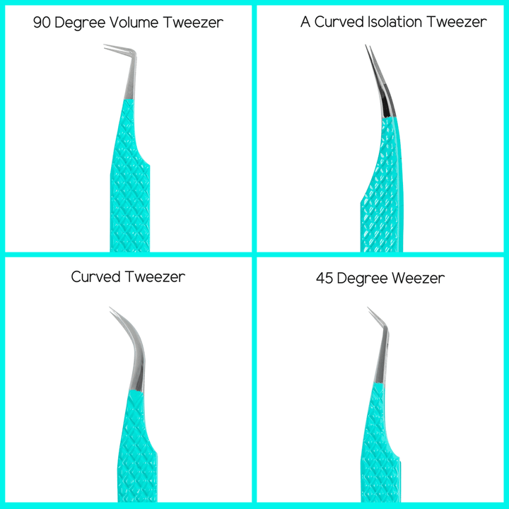 Blue Professional Eyelash Extensions Tweezers Kit SC