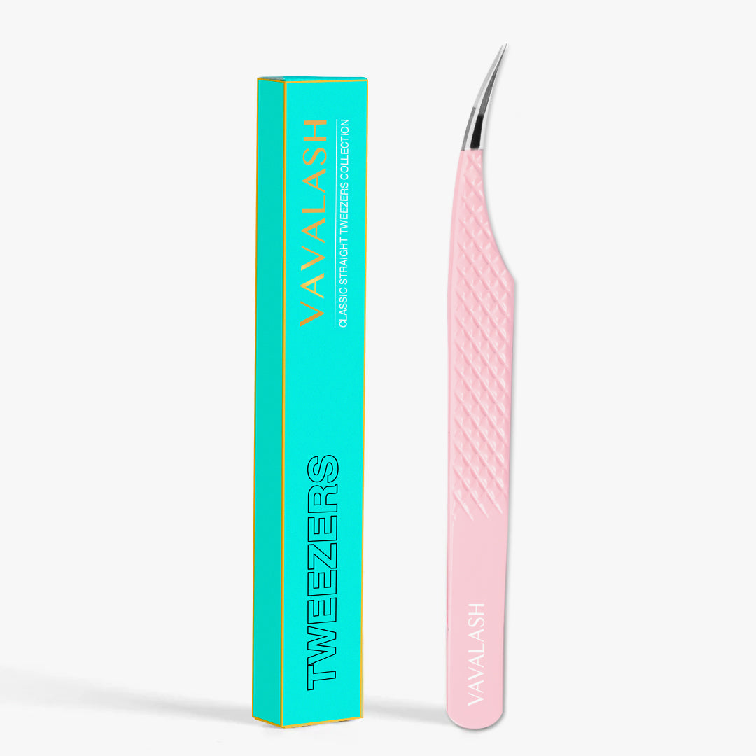 Pinzas Curvadas con Punta de Fibra VC-07 Rosa Claro