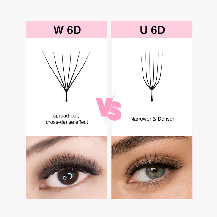 Pestañas de Volumen W 6D U-Shape de 0.07 mm