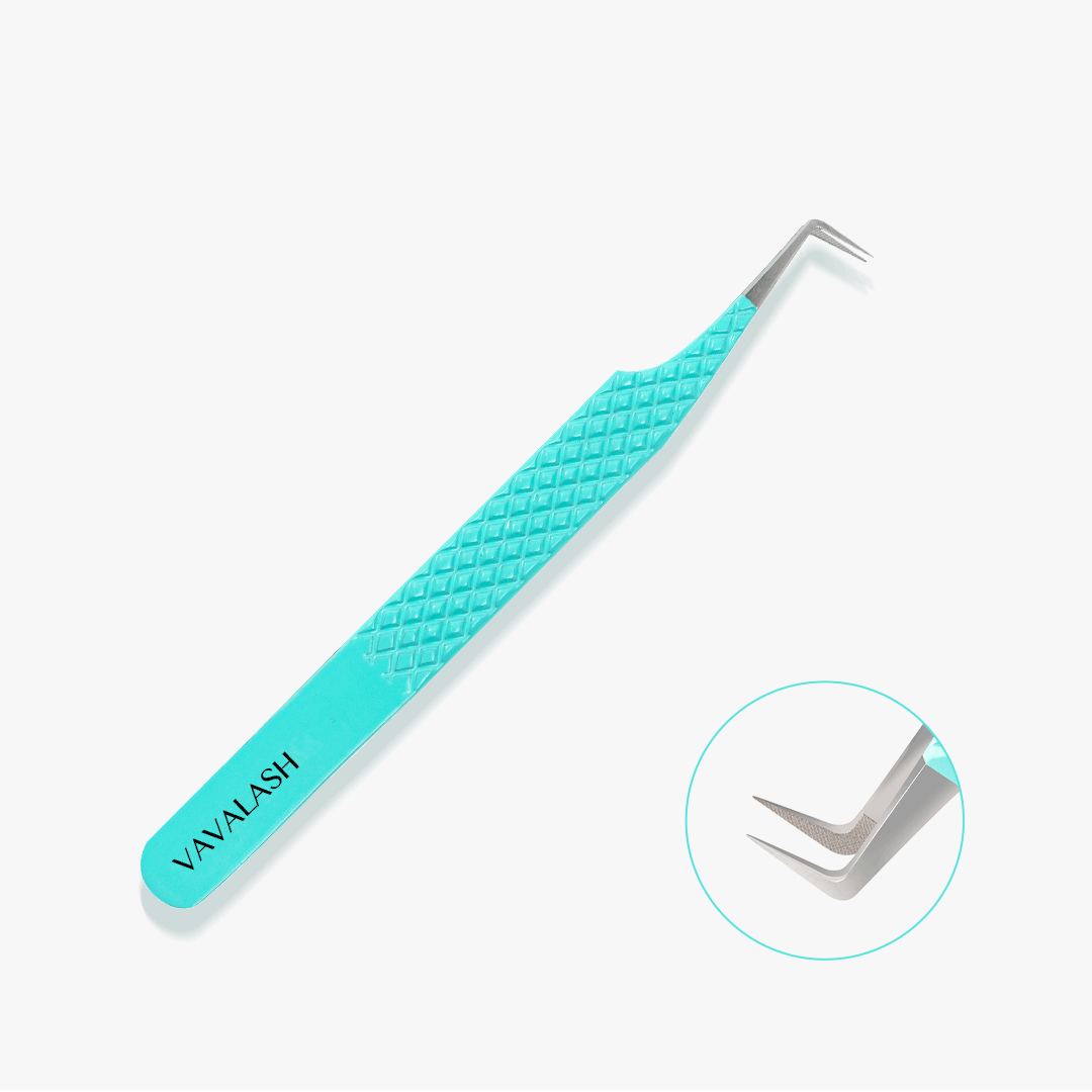 VG-01 Fiber Tip 90°-Deg Light Blue Coated Tweezers SC