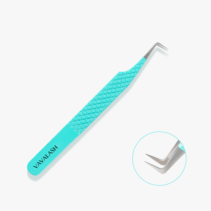 VG-01 Fiber Tip 90°-Deg Light Blue Coated Tweezers SC