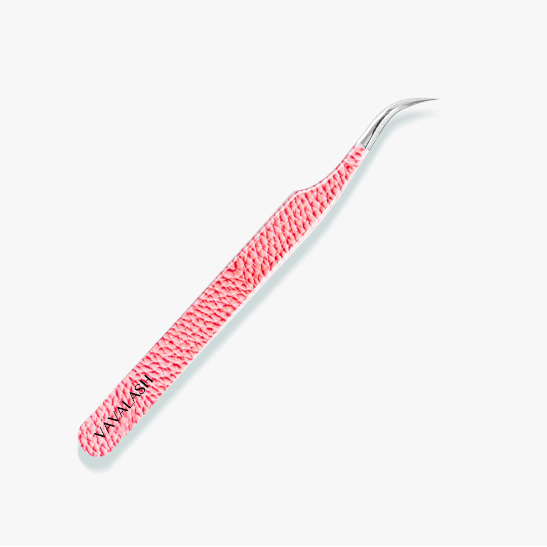 VD-04 Pink Leather Pattern Professional Eyelash Extensions Tweezer

