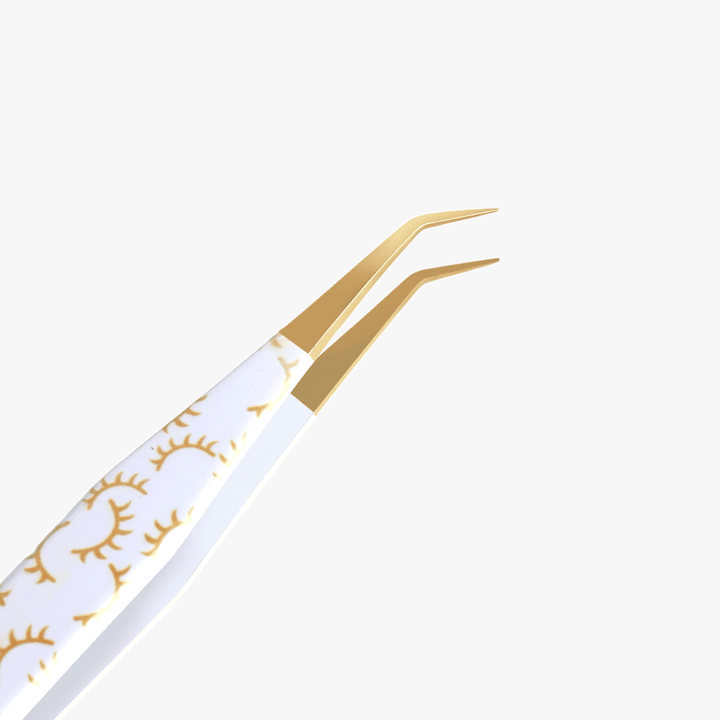 VB-02 White Colored Lash Tweezer With Lash Print for Eyelash Extension-1
