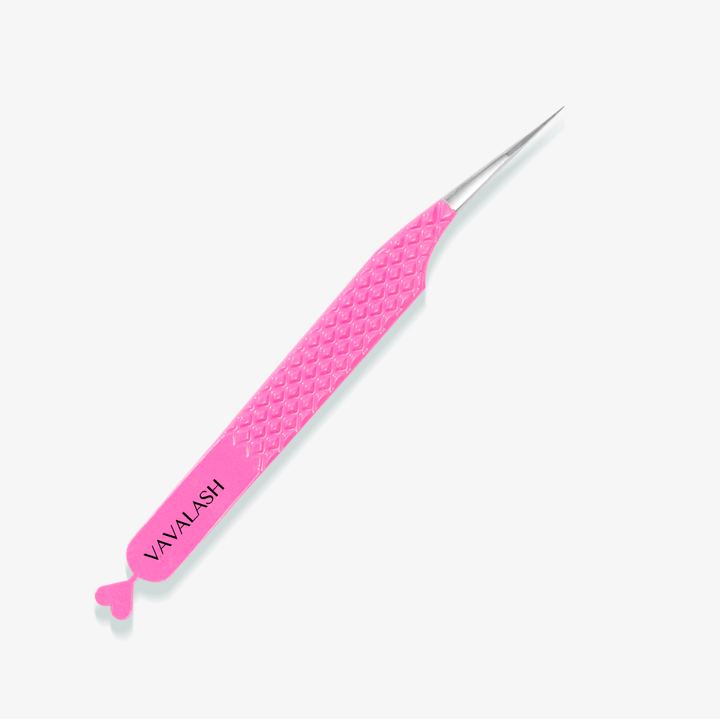 VP-12 Curved Pink Heart-shaped Isolation Tweezer for Eyelash Extension SC-2