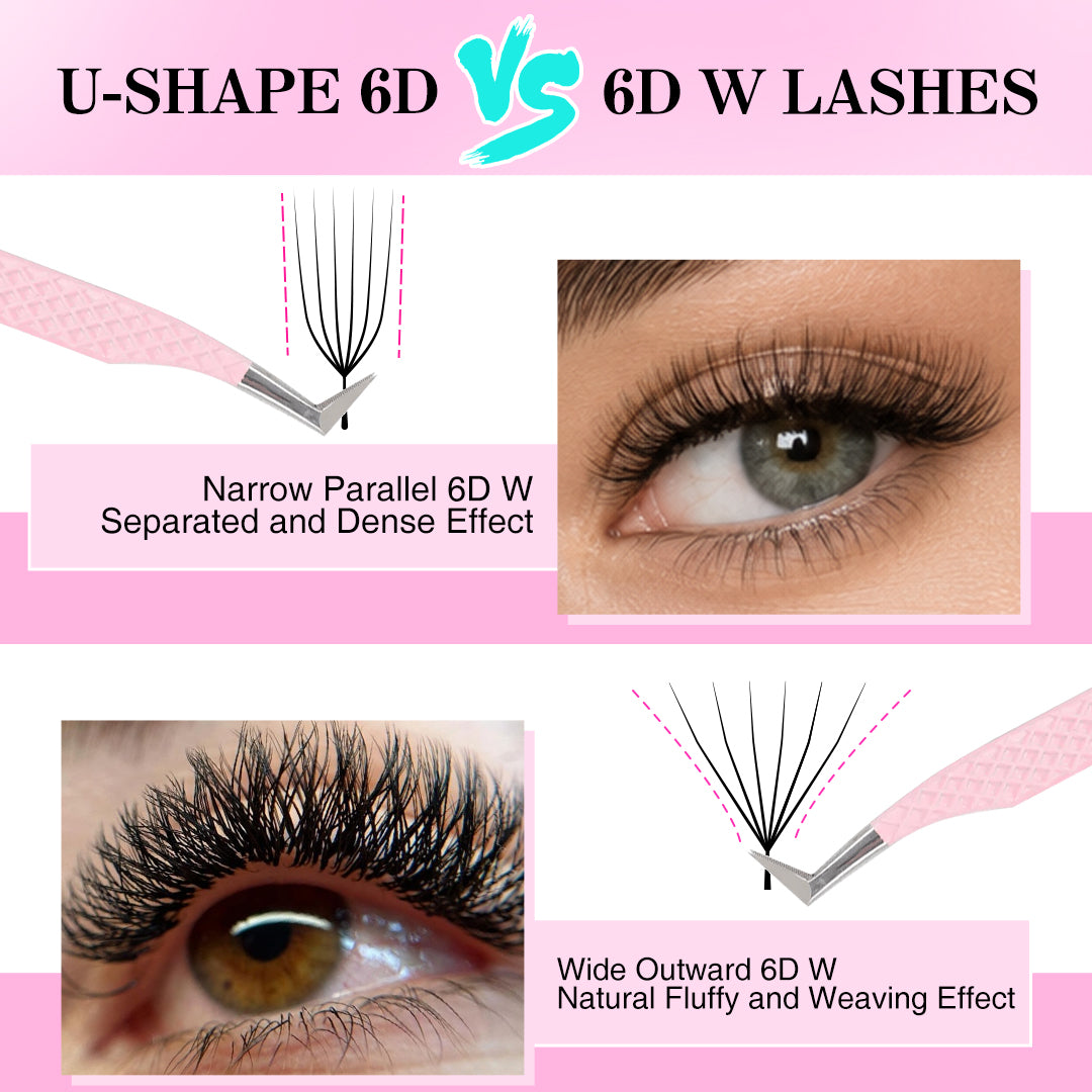 Pestañas de Volumen W 6D U-Shape de 0.07 mm