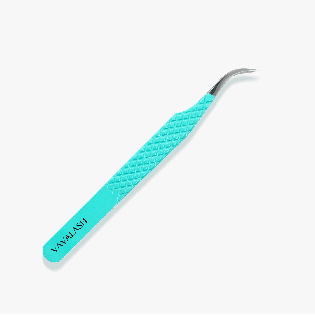 VG-04 Fiber Tip Blue Coated Curved Tweezers for Volume Lashes SC-2