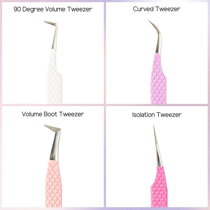 Heart-shaped Professional Eyelash Extensions Tweezers Kit