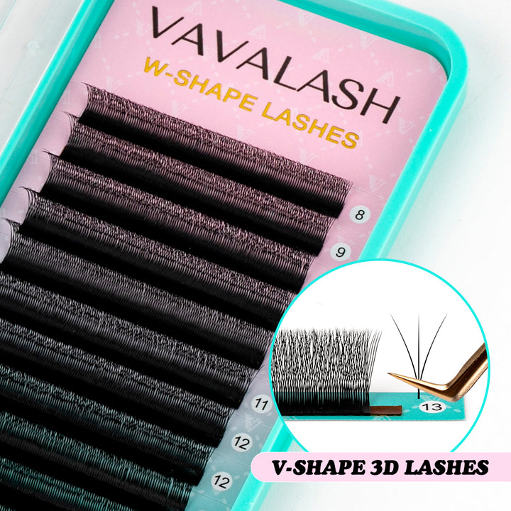Pestañas Volumen 3D W en forma de V 0.07MM