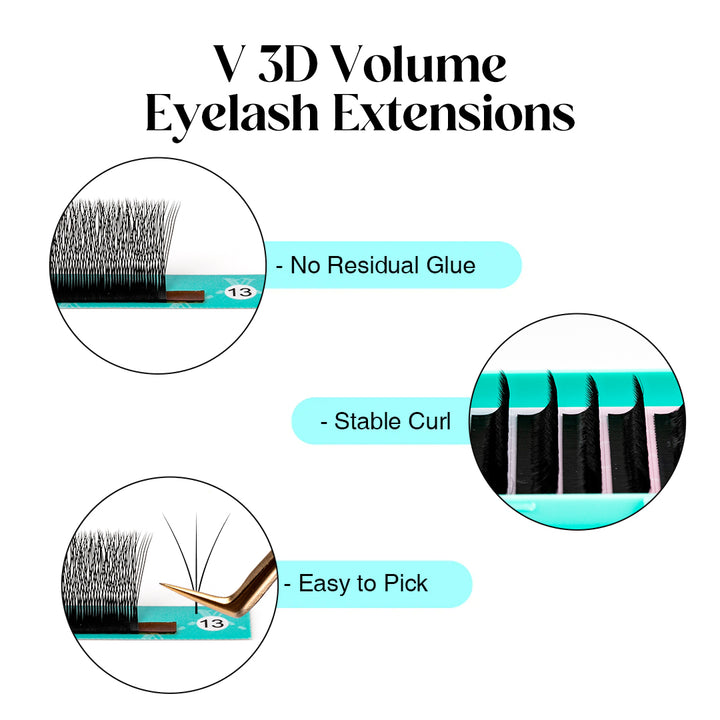 Pestañas Volumen 3D W en forma de V 0.07MM