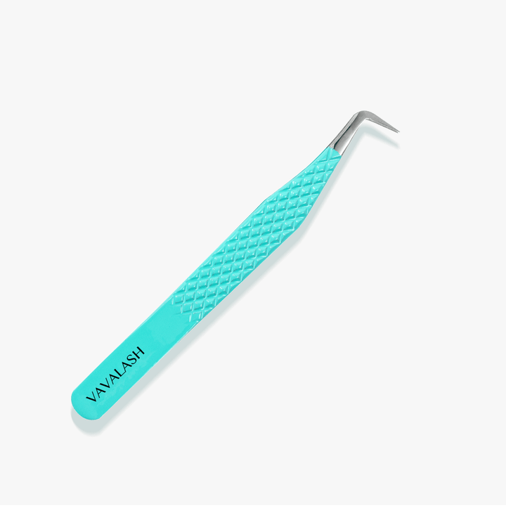 VG-02 Fiber Tip Blue Coated Curved Tweezers for Volume Lashes SC