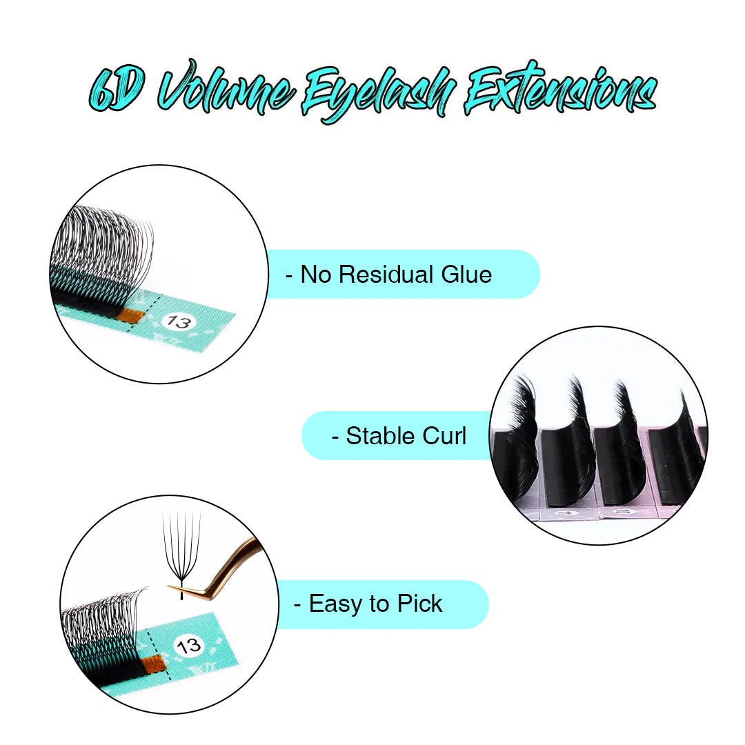 Pestañas de Volumen W 6D U-Shape de 0.07 mm