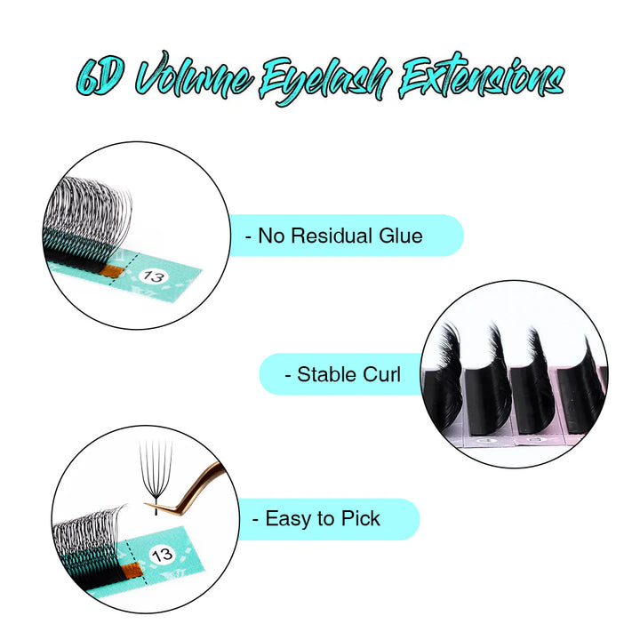 Pestañas de Volumen W 6D U-Shape de 0.07 mm