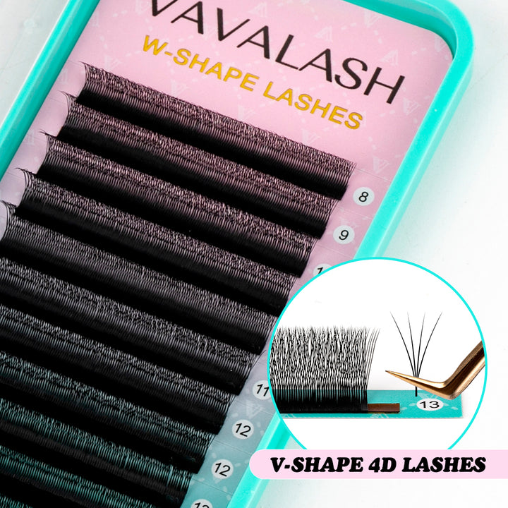 Pestañas Volumen 4D W en forma de V 0.07MM