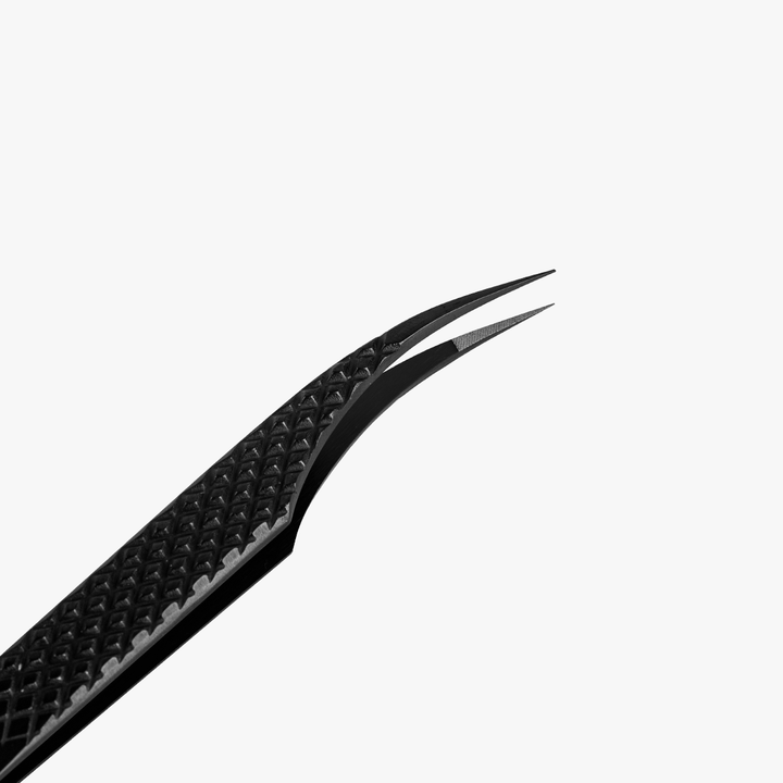 VA-03 Fiber Tip Black Coated Curved Isolation Tweezers for Volume Eyelash Extensions-2