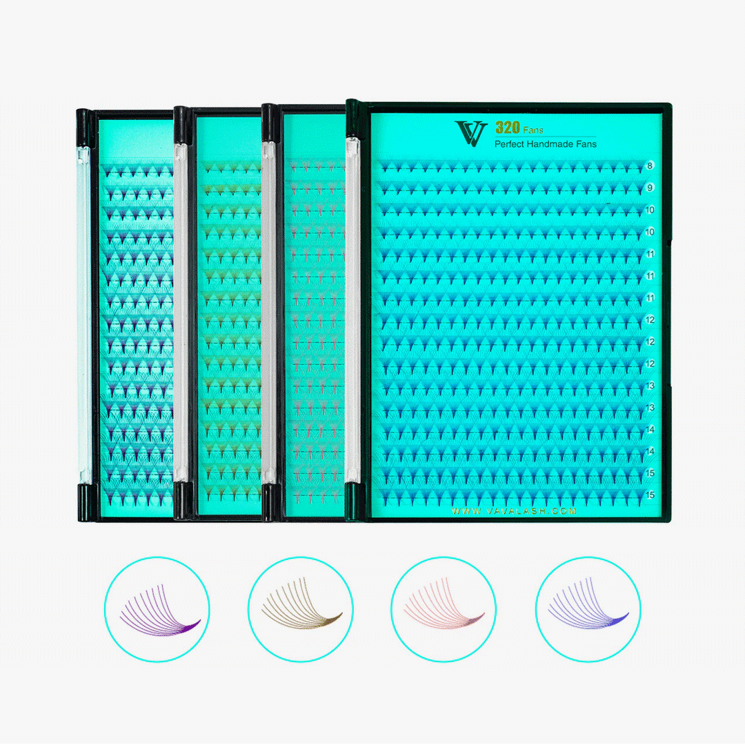 10D Pointy Base Colored Premade Volume Fans 320 Fans 8-15mm SC