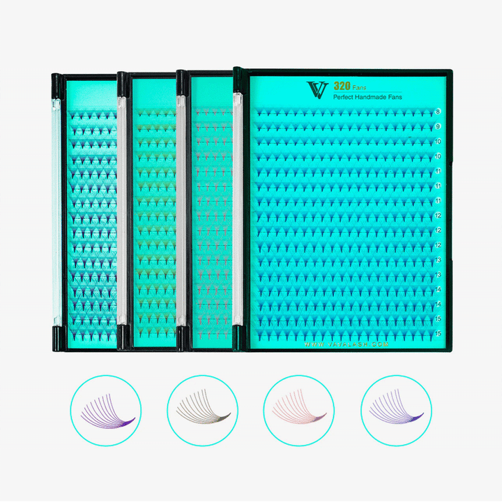 10D Pointy Base Colored Premade Volume Fans 320 Fans 8-15mm SC
