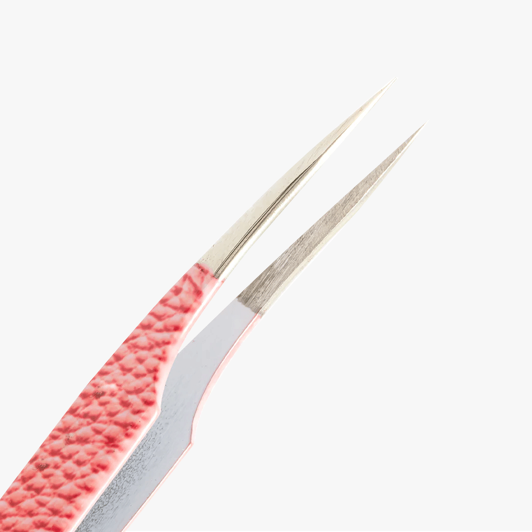 VD-01 Pink Leather Pattern Professional Eyelash Extensions Tweezer 2