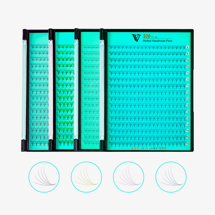 5D Pointy Base Colored Premade Volume Fans 320 Fans 0.07mm SC