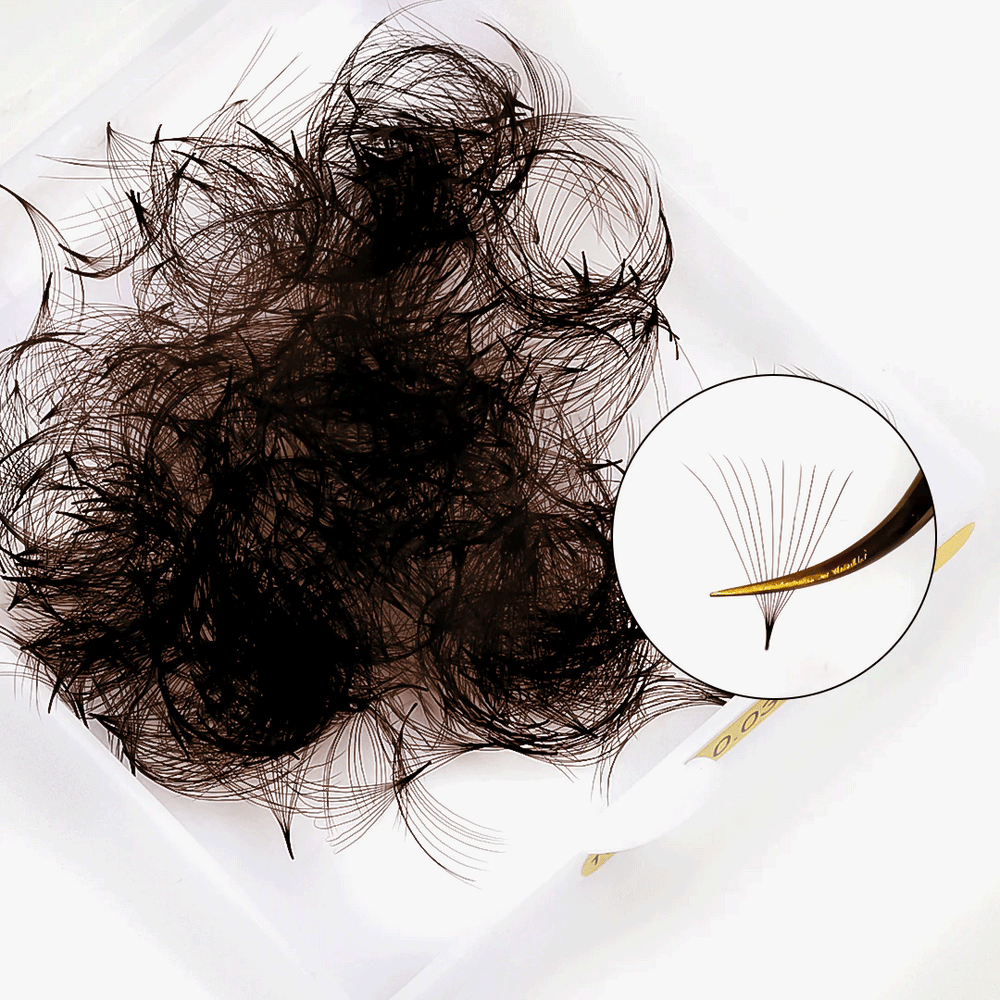 10D Colored Dark Brown Handmade Premade Loose Fans With Pointy Base /500 Fans SC-1