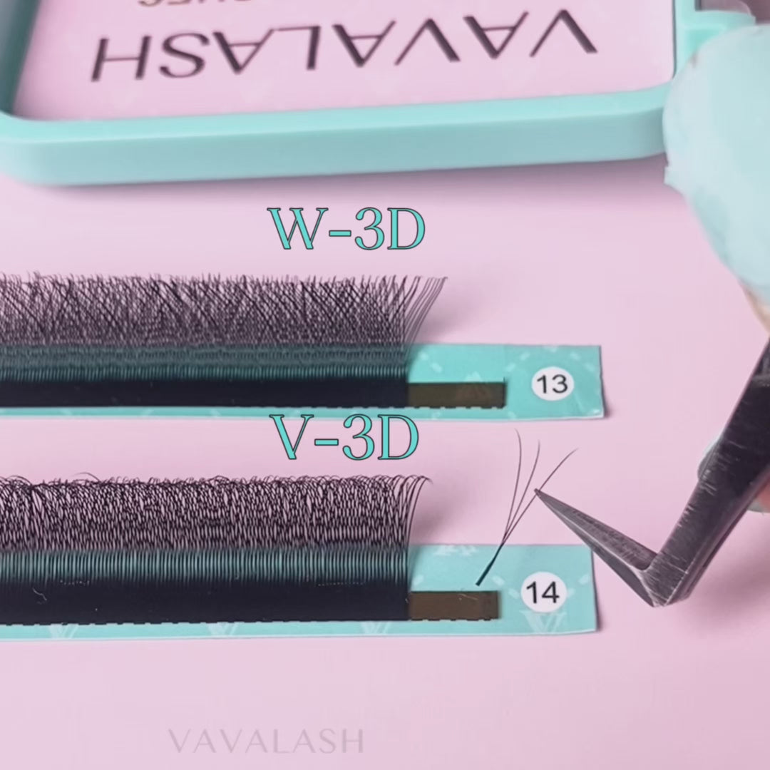 Pestañas de Volumen en Forma de V 3D Estrechas W 0,07 mm