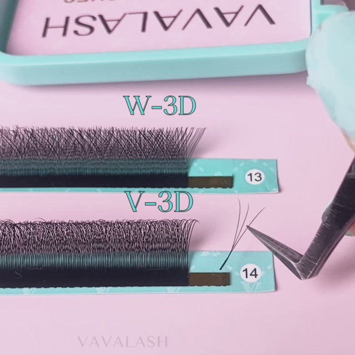 Pestañas de Volumen en Forma de V 3D Estrechas W 0,07 mm