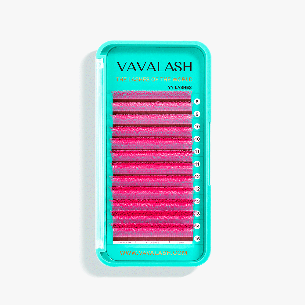 Colored YY Lash Extensions Volume Premade Fan-Pink
