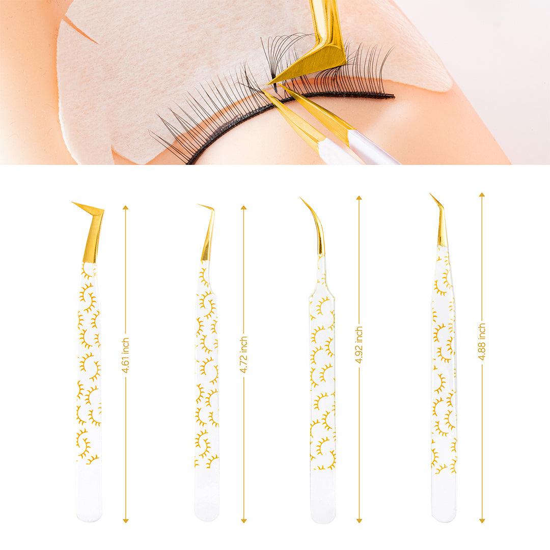White Colored  Lash Tweezers Kit With Lash Print
