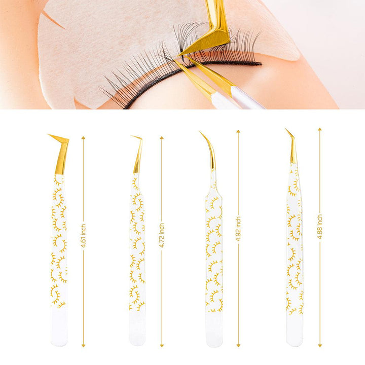 White Colored  Lash Tweezers Kit With Lash Print